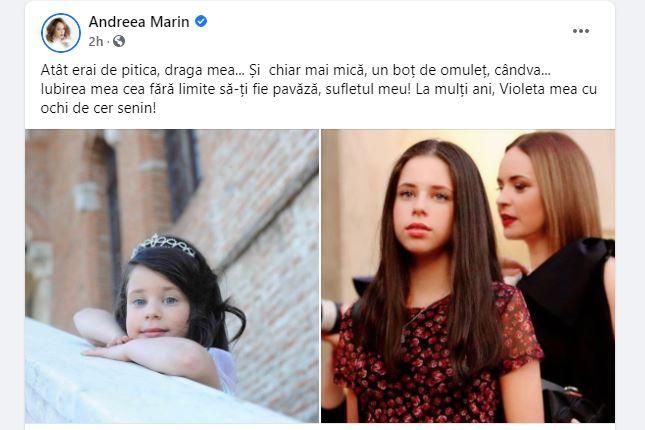 Imagini cu fiica Andreei Marin. Cum arată Violeta acum: ”Cu ochi de cer senin!”