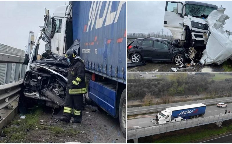Un tânăr român a murit, strivit de TIR în Italia. Pompierii s-au chinuit 4 ore să-i scoată trupul din duba zdrobită