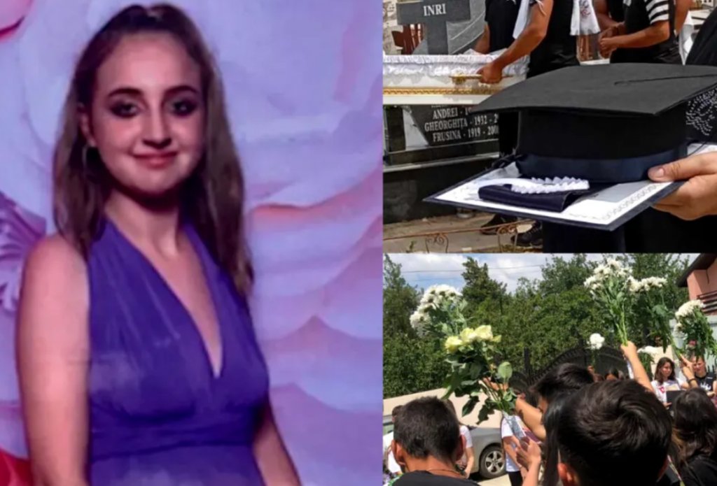 Imagini sfâșietoare de la înmormântarea Alexandrei, tânăra de 17 ani care a fost ucisă de iubit într-o cameră de hotel: „Astăzi...”